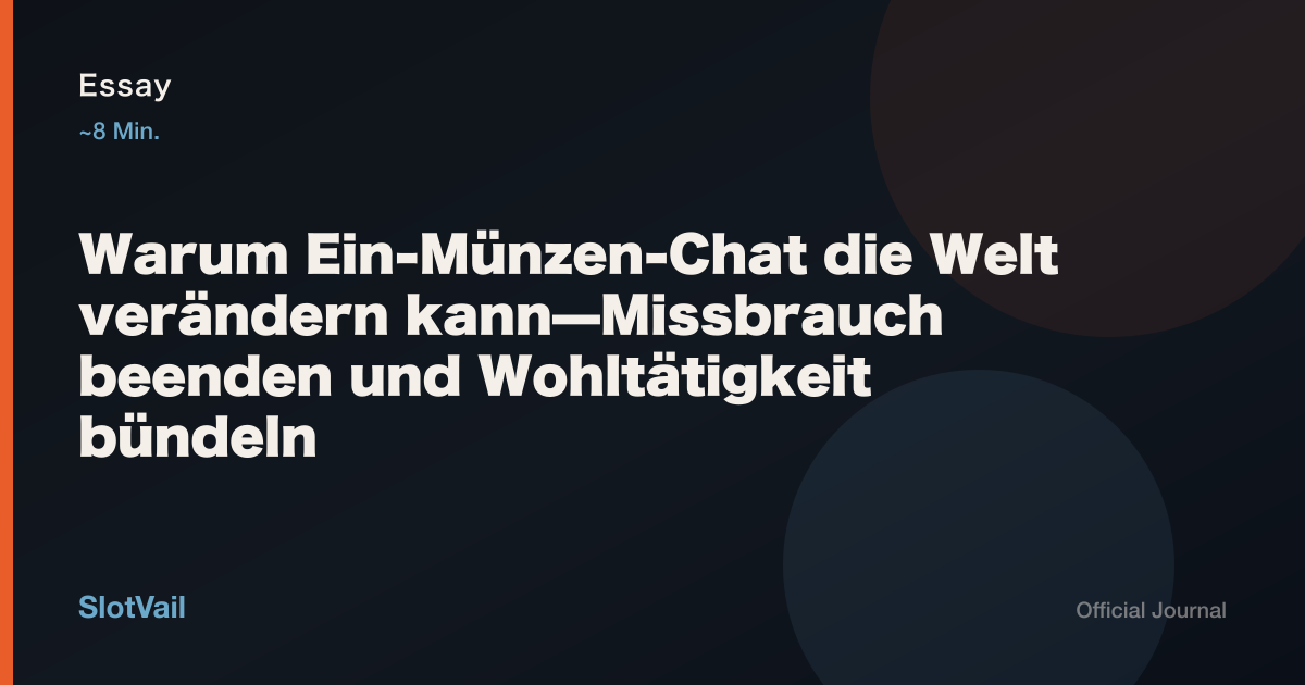 Essay: Warum Ein-Münzen-Chat die Welt verändern kann—Missbrauch beenden und Wohltätigkeit bündeln