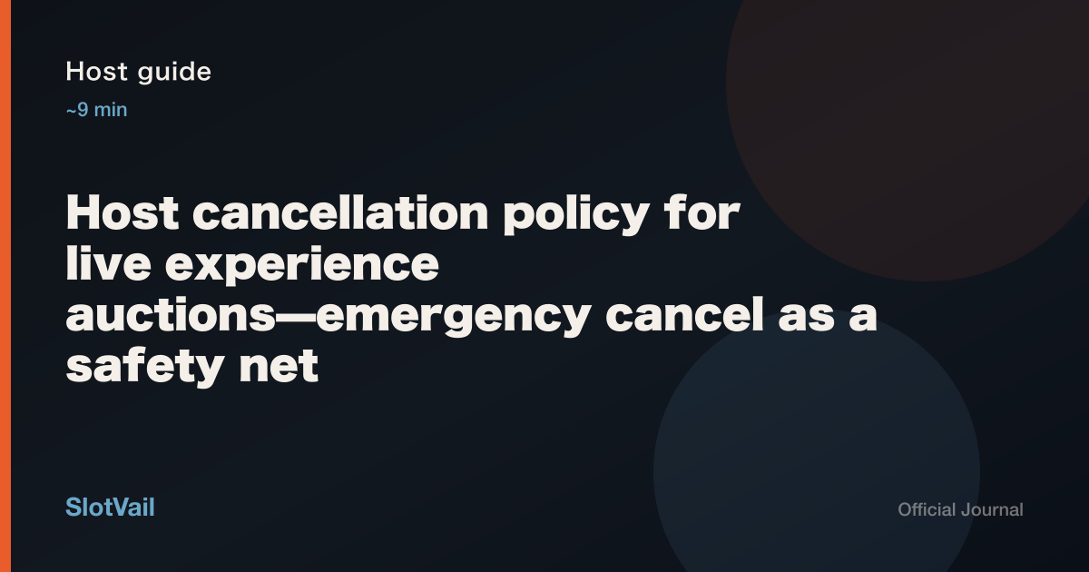 Host guide: emergency cancel as a capped safety net — not guest resale